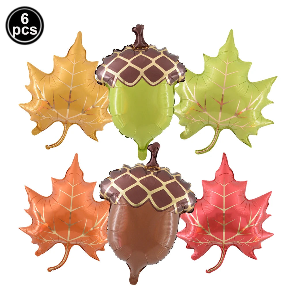 Thanksgiving  Fall Harvest Party Maple Leaf Pumpkin Squirrel Acorn Foil Balloon Kids Thanksgiving Party Decor Supplies Gifts