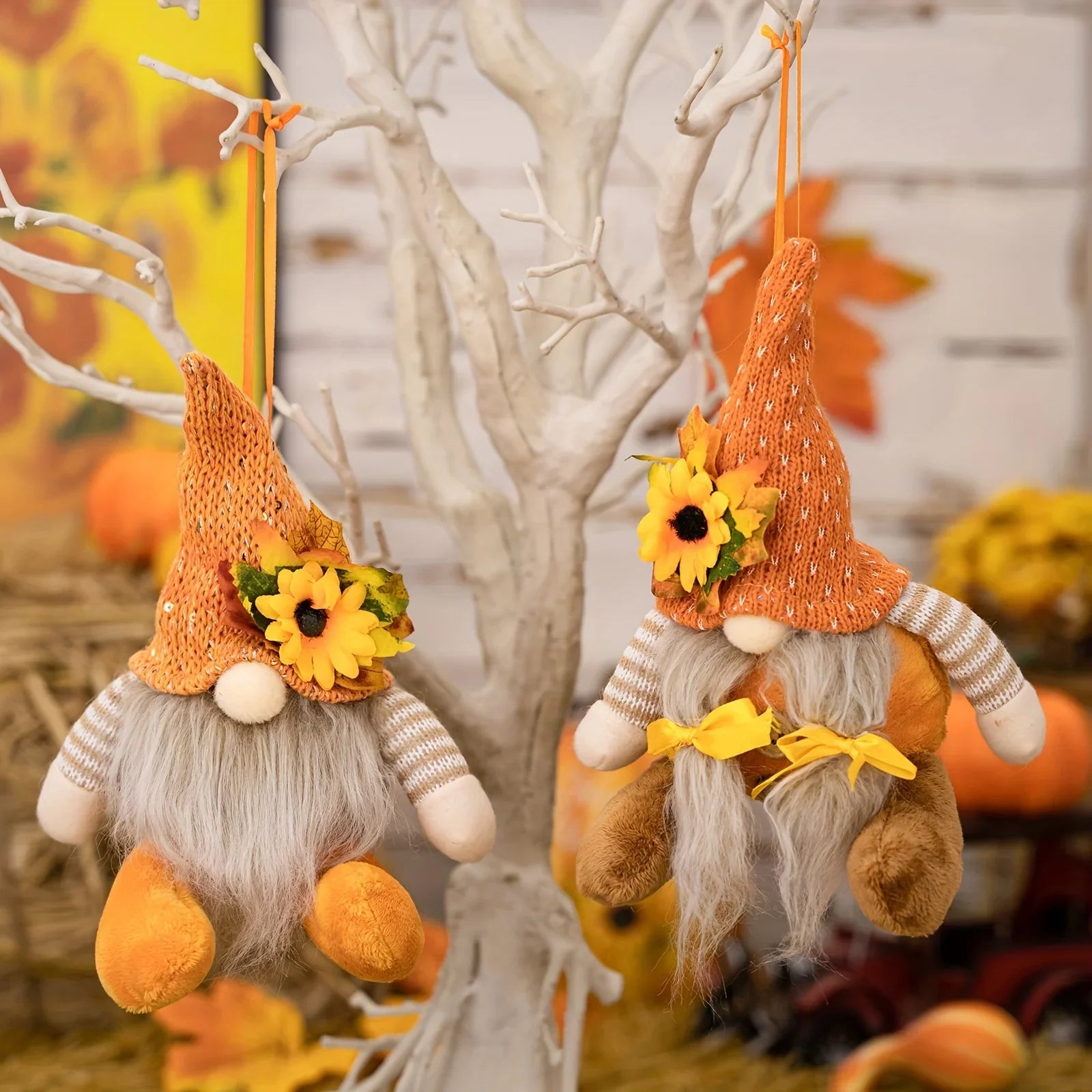 Thanksgiving Doll Harvest Maple Leaf Straw Hat Rudolf Dwarf Doll Pendants Thanksgiving Day Gifts for Child Thanksgiving Decorati
